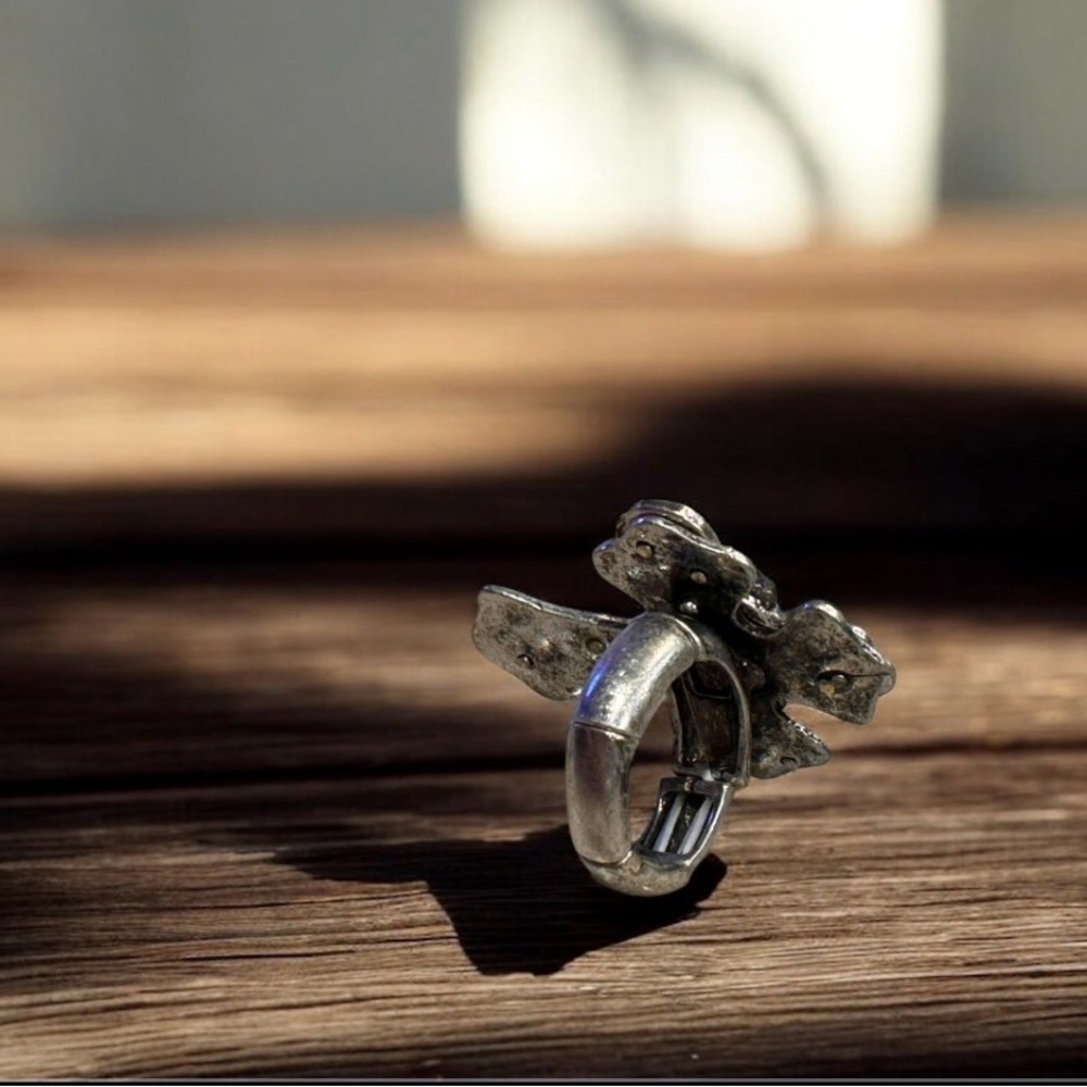 Silver Ornate Cross ring EXPANDABLE RING - Picture 3 of 4